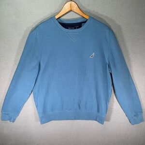 Nautica Crewneck Sweatshirt Mens Large Blue V Stitch Embroidered Logo